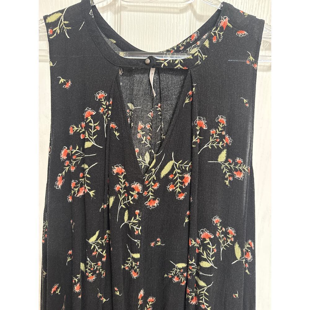 Free People Floral Swing Dress Sleeveless Keyhole Cutout Boho Chic Size Large - Picture 3 of 11